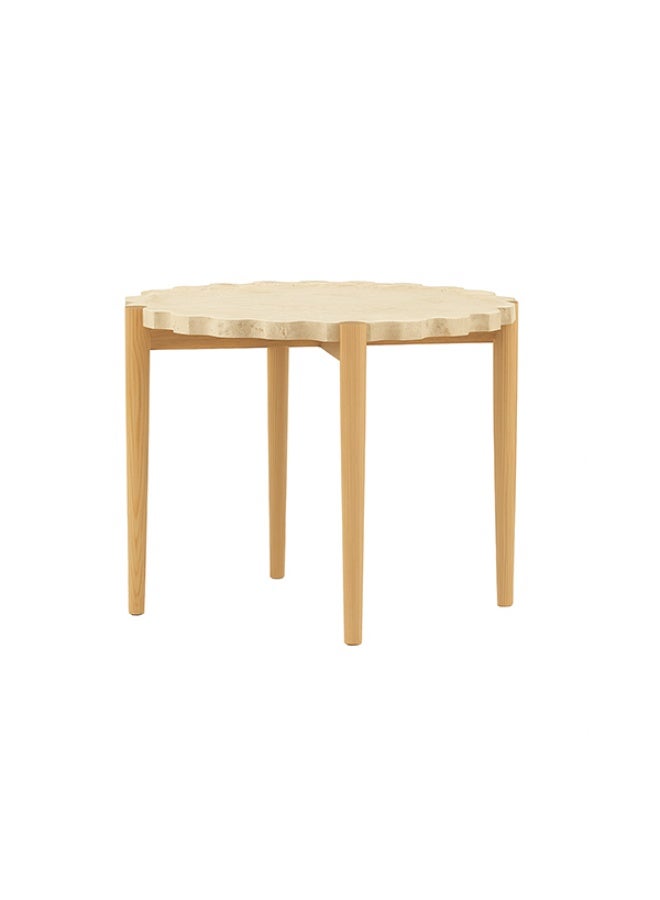 YI ONE Corner Table – Large Round Natural Marble & Solid Wood Side Table, Luxury Design for Sofa or Bed, Living Room & Bedroom, 53.5×53.5×50 cm - Image 1