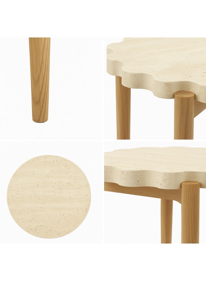 YI ONE Corner Table – Large Round Natural Marble & Solid Wood Side Table, Luxury Design for Sofa or Bed, Living Room & Bedroom, 53.5×53.5×50 cm - Image 5