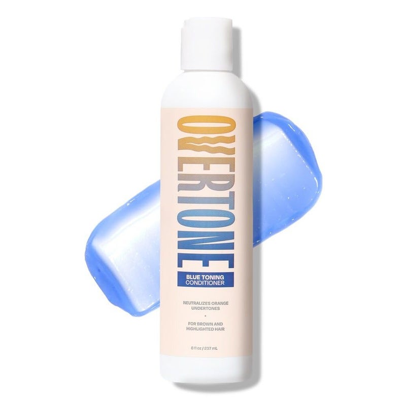 oVertone Haircare Blue Toning Conditioner - Neutralizes Brassiness for Blonde to Light Brown Hair - Deeply Hydrating Formula with Shea Butter & Coconut Oil - Vegan, Cruelty-Free, Paraben-Free - 8 oz - Image 1