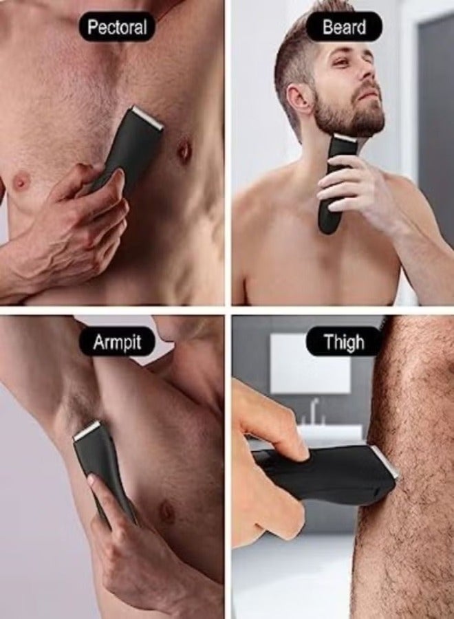 Electric Body Trimmer for Men – Cordless Groin Groomer Ball Trimmer Shaver with LED, Waterproof Wet & Dry Male Hygiene Razor Mens Pubic Hair Trimmer, Replaceable Ceramic Blade Heads - Image 3