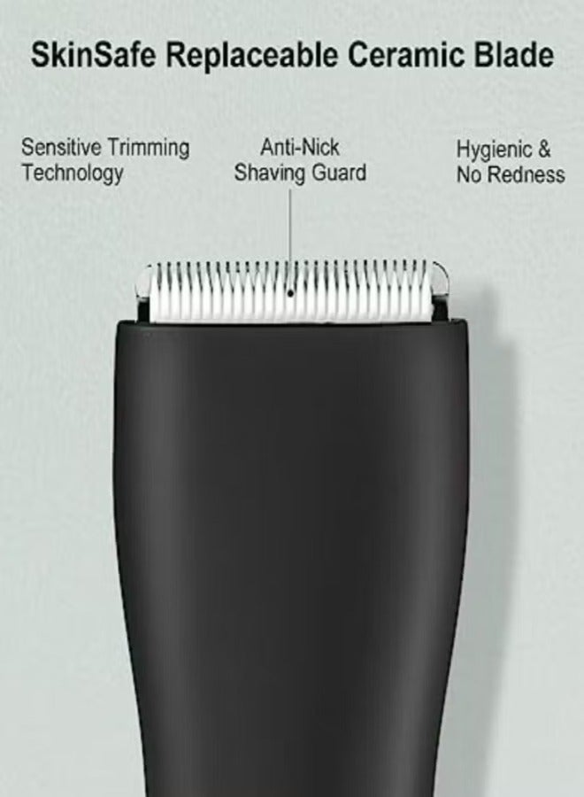 Electric Body Trimmer for Men – Cordless Groin Groomer Ball Trimmer Shaver with LED, Waterproof Wet & Dry Male Hygiene Razor Mens Pubic Hair Trimmer, Replaceable Ceramic Blade Heads - Image 2