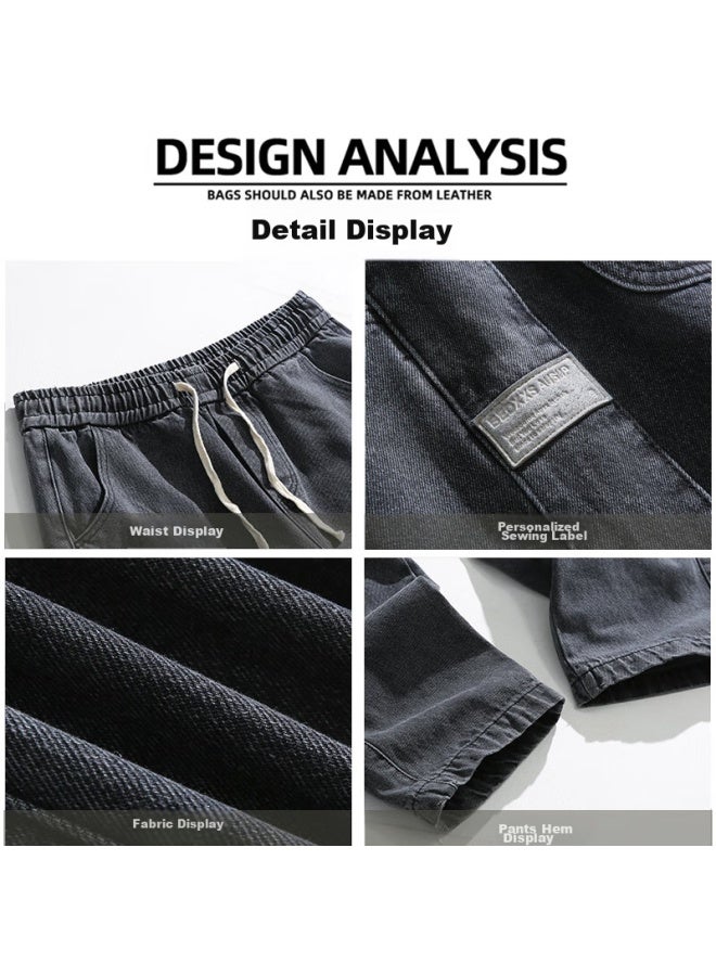Dingfengbaoluo American-style Stone-washed Straight-leg Jeans, Spring And Summer Trendy Brand, Large Size, Loose Wide-leg Pants For Men, Ds61 Black XL - Image 5