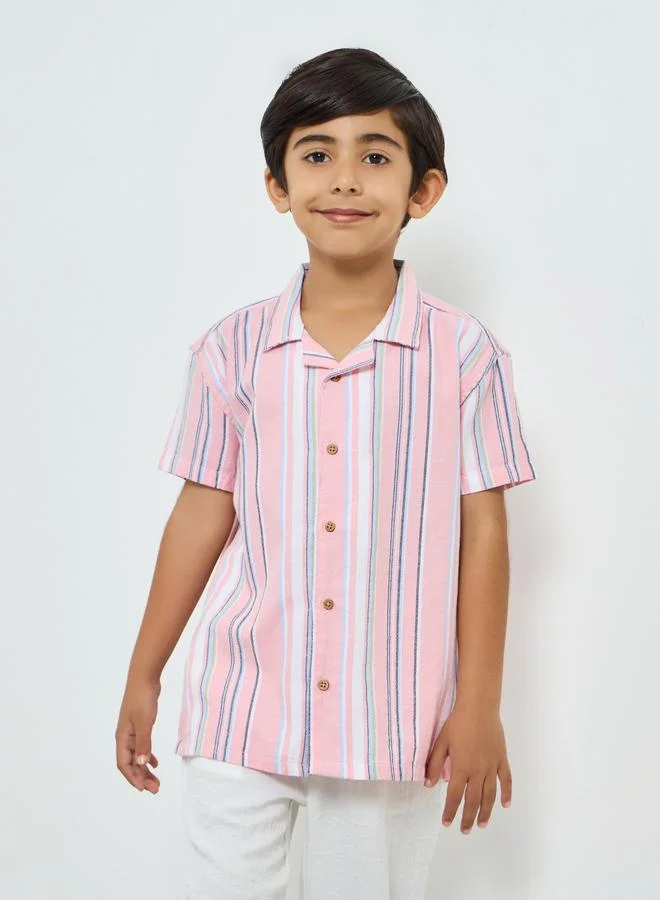 Styli Boys Striped Cotton Resort Shirt