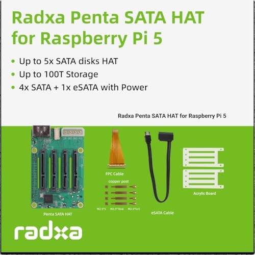 Radxa Penta SATA HAT, Up to 5X SATA disks HAT for Raspberry Pi 5 and Rock Pi SBCs, Mini NAS Server, Single Board Computer - Image 5