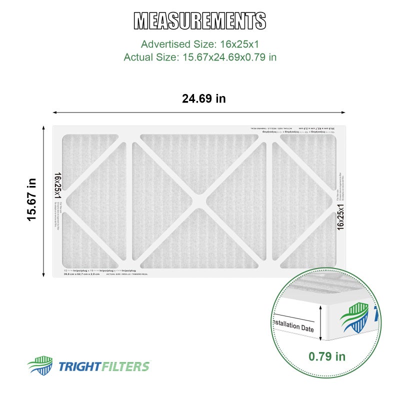TRIGHTFILTERS 16x25x1 Air Filter 4 Pack, MERV 8 Pleated Dust Defense Air Filters Replacement Air Conditioner HVAC AC Furnace Filter, Durable and Lightweight - Image 2