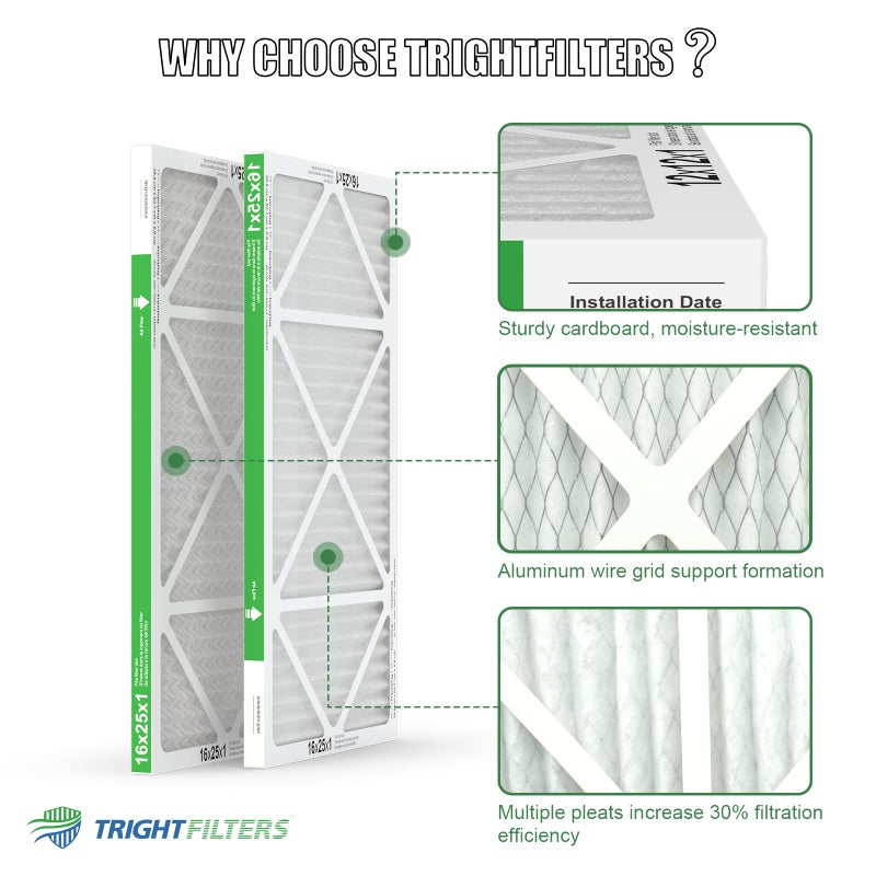TRIGHTFILTERS 16x25x1 Air Filter 4 Pack, MERV 8 Pleated Dust Defense Air Filters Replacement Air Conditioner HVAC AC Furnace Filter, Durable and Lightweight - Image 4