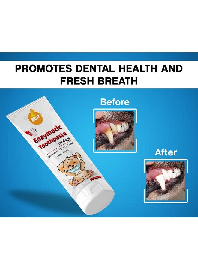 Boltze معجون أسنان إنزيمي للكلاب (100 جرام) للعناية بالفم وصحة الفم، نفس منعش، مزيل للبلاك، مناسب لجميع الأعمار للكلاب والجراء، تنظيف الأسنان، بنكهة النعناع (معجون أسنان) - Image 4