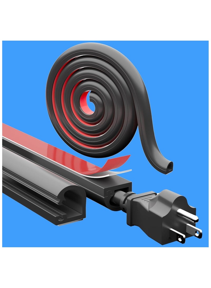 Wall Cord Hider 78 Inch, Self Adhesive Cable Hider Cord Cover for Wires, Flexible Wire Cover Cable Raceway for Cord Management W0.59 H0.39in (Black) - Image 1