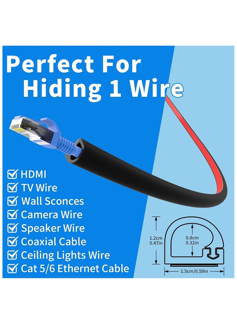 Wall Cord Hider 78 Inch, Self Adhesive Cable Hider Cord Cover for Wires, Flexible Wire Cover Cable Raceway for Cord Management W0.59 H0.39in (Black) - Image 2