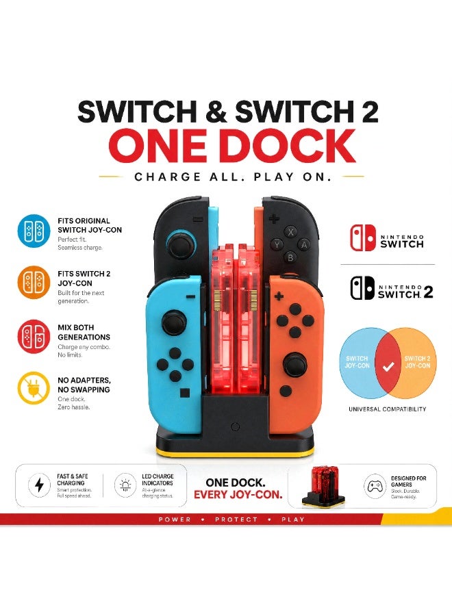 DOBE FOMIS ELECTRONICS DOBE Charging Dock for NS1 NS2 Joy-Pad Charges 4 at Once RGB Light USB-C - Image 4