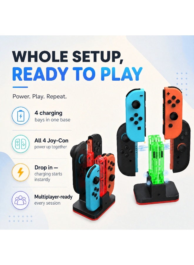 DOBE FOMIS ELECTRONICS DOBE Charging Dock for NS1 NS2 Joy-Pad Charges 4 at Once RGB Light USB-C - Image 2