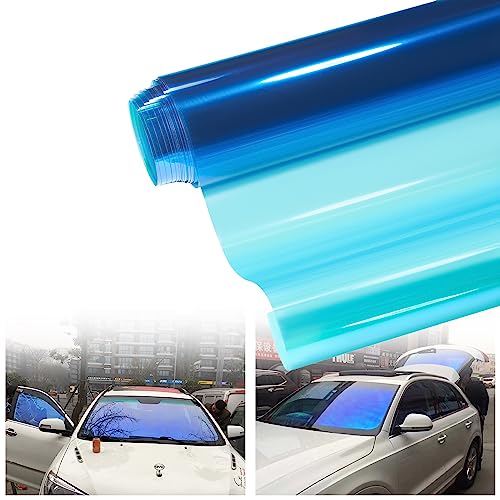 ATMOMO Light Blue Chameleon Windshield Tint Car Windshield Sun Shade Tint Reflective Glass Film 19.68'' x 118'' - Image 1