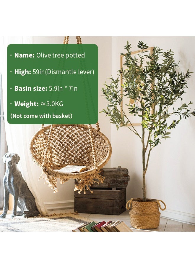 Generic - Indoor Artificial Olive Tree With High Imitation Silk Material With Flower Pot Home Decoration, Easy To Assemble And Easy To Maintain, Suitable For Home Office Restaurant Porch Outdoor 59 Inches - Image 1