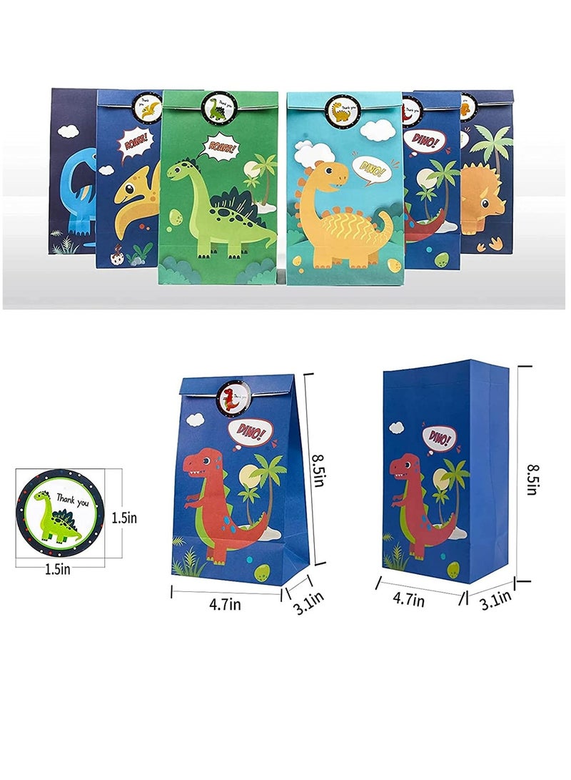 Soofam 12 Pack Dinosaur Party Favor Bags, Dinosaur Gift Bags for Kids Birthday, Dino Goodie Candy Treat Bags for Boys Girls Dinosaur Birthday Party Supplies (12 Pcs Dinosaur Party Favor Bags) - Image 5