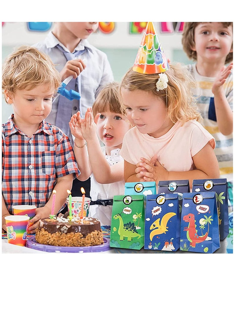 Soofam 12 Pack Dinosaur Party Favor Bags, Dinosaur Gift Bags for Kids Birthday, Dino Goodie Candy Treat Bags for Boys Girls Dinosaur Birthday Party Supplies (12 Pcs Dinosaur Party Favor Bags) - Image 4