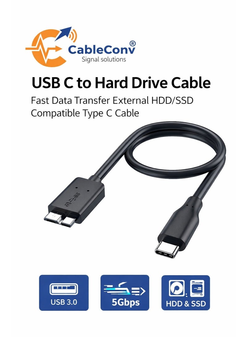 CABLE CONV USB-C to External Hard Drive Cable 1M – Fast Data Transfer Type-C Cable for HDD/SSD, Laptop & Mobile Compatibler HDD/SSD, Laptop & Mobile Compatible - Image 1