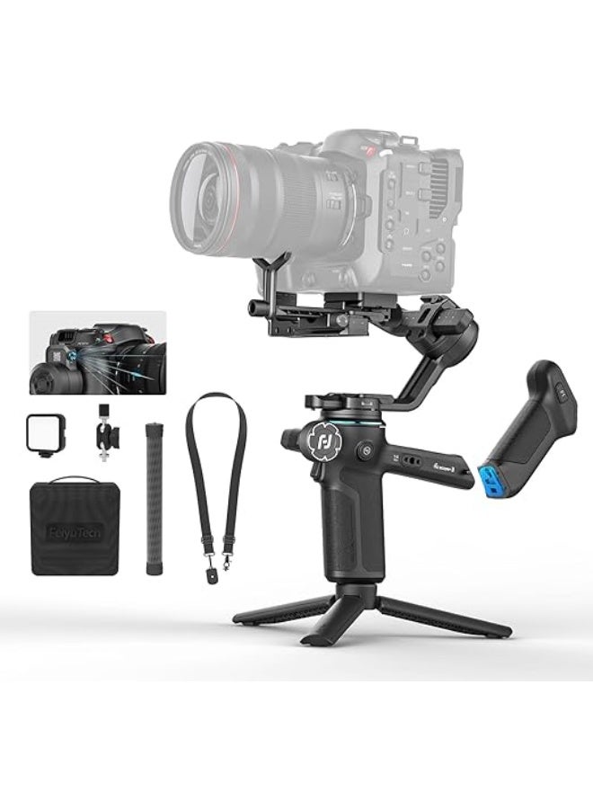 FeiyuTech SCORP 3 [Kit] Gimbal Stabilizer for Canon/Sony/Nikon/Fujifilm – 7.72lbs Payload, Detachable Handle, Built-in AI Tracking, Native Vertical Shooting, Professional Video Stabilizer with Case - Image 1