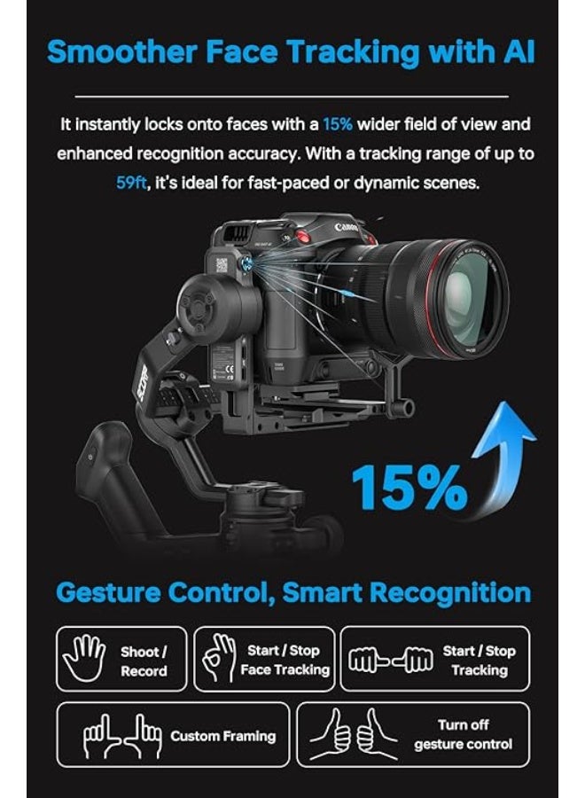 FeiyuTech SCORP 3 [Kit] Gimbal Stabilizer for Canon/Sony/Nikon/Fujifilm – 7.72lbs Payload, Detachable Handle, Built-in AI Tracking, Native Vertical Shooting, Professional Video Stabilizer with Case - Image 4