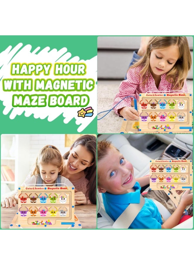 ARGT متاهة الألوان والأرقام المغناطيسية - ألعاب خشبية مونتيسوري للأطفال من 3 سنوات فما فوق - ألغاز لوح مغناطيسي تعليمية، العد، المطابقة، تعلم المهارات الحركية الدقيقة، أنشطة للأطفال الصغار - Image 2