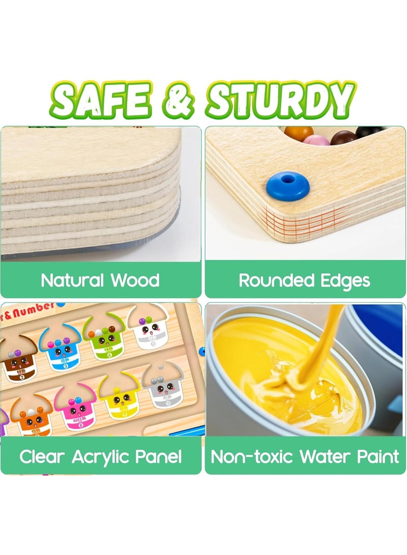 ARGT متاهة الألوان والأرقام المغناطيسية - ألعاب خشبية مونتيسوري للأطفال من 3 سنوات فما فوق - ألغاز لوح مغناطيسي تعليمية، العد، المطابقة، تعلم المهارات الحركية الدقيقة، أنشطة للأطفال الصغار - Image 4