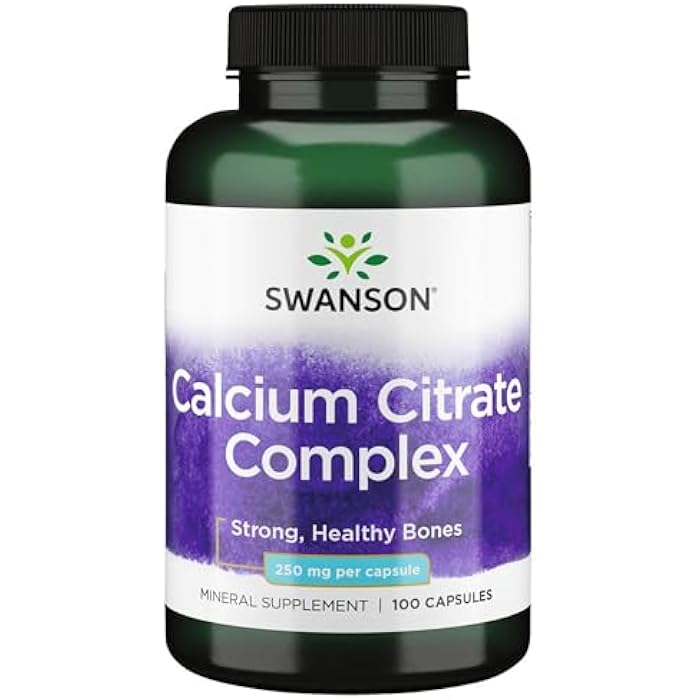 Swanson Calcium Citrate Complex Bone Muscle Nerve Health Blood Pressure Support Mineral Supplement 250 mg Calcium (from Citrate & Carbonate) 100 Capsules - Image 1