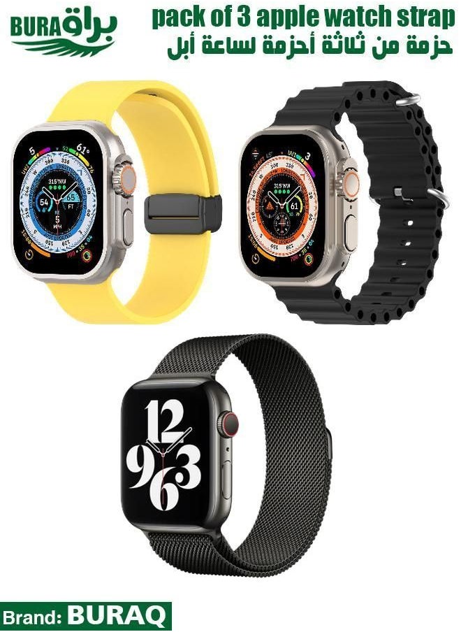 BURAQ - Apple Watch Band Strap For Apple Watch Ultra 2/Ultra 49mm, Series 10 46mm, 9/8/7 45mm, SE2/SE/6/5/4 44mm, 3/2/1 42mm - Image 1