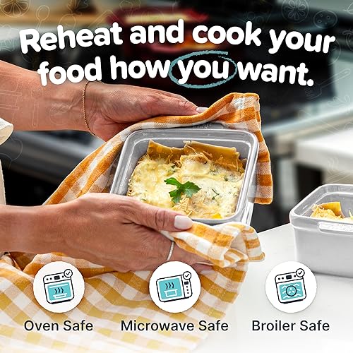Souper Cubes Stoneware 2.0-5" x 5" Baking Dishes for Oven, Made in USA, Premium Mini Ceramic Baking Dishes with Silicone Covers for Individual Portions, Set of 2 - White - Image 3