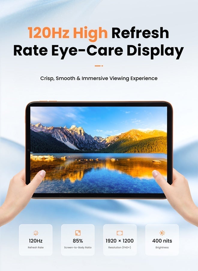 أوميو جهاز لوحي ذكي 17 Pro Max بشاشة HD مقاس 10.1 بوصة مع لوحة مفاتيح وماوس بلوتوث، ذاكرة RAM سعة 16 جيجابايت، ذاكرة تخزين داخلية 1 تيرابايت، شريحتي اتصال، يدعم شبكة 5G، نظام أندرويد، كاميرا بدقة 16+8 ميجابكسل، واي فاي، GPS، جهاز لوحي نحيف مناسب للأطفال -برتقالي - Image 3