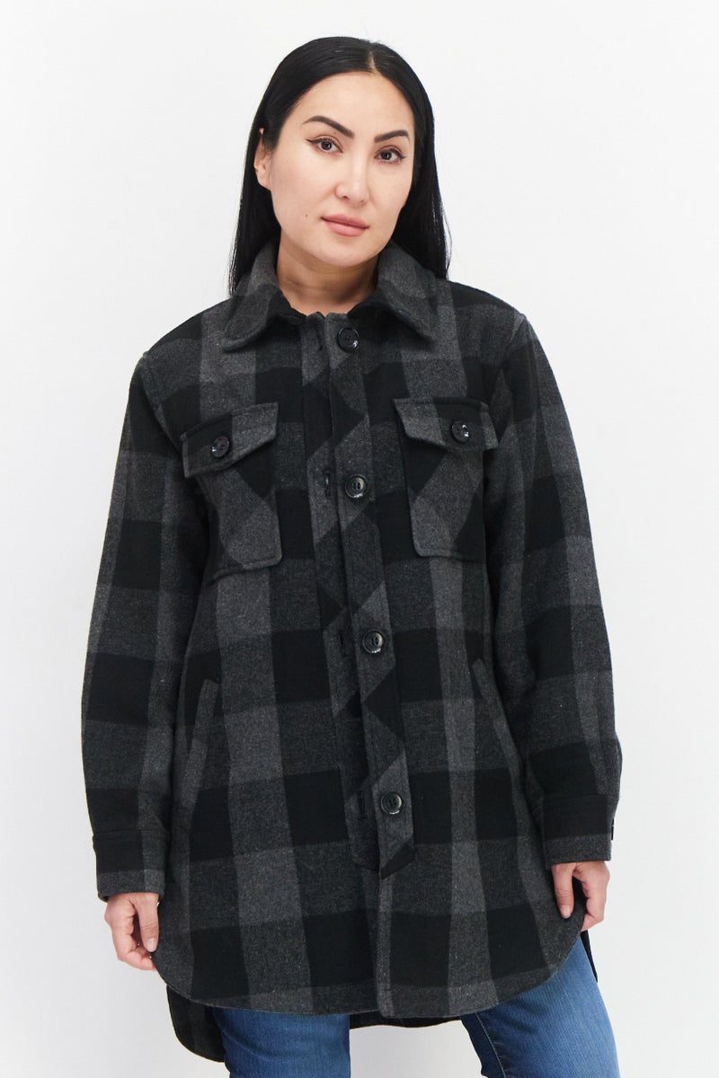 Sam Edelman Women Plaid Shacket, Black - Image 1