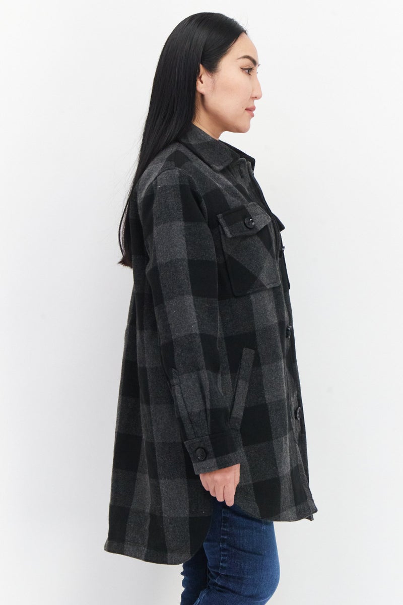 Sam Edelman Women Plaid Shacket, Black - Image 3