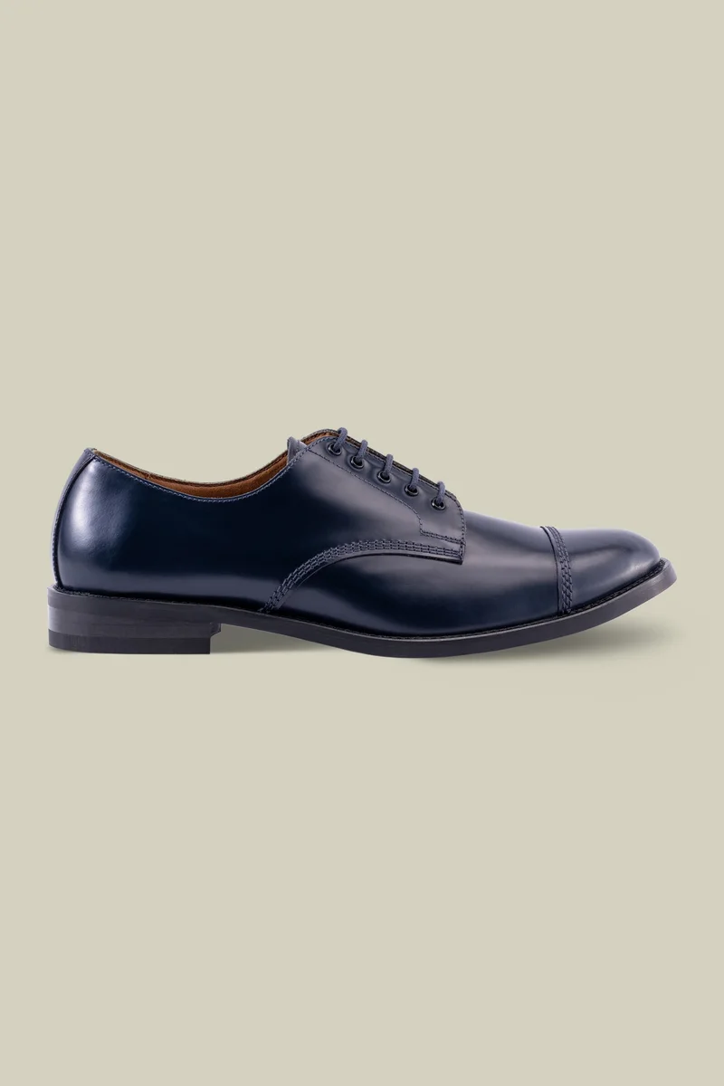 دوبل غانغر Derby shoe in 100% genuine leather - DK Blue