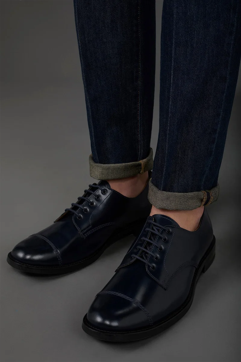Doppelganger Derby shoe in 100% genuine leather - DK Blue