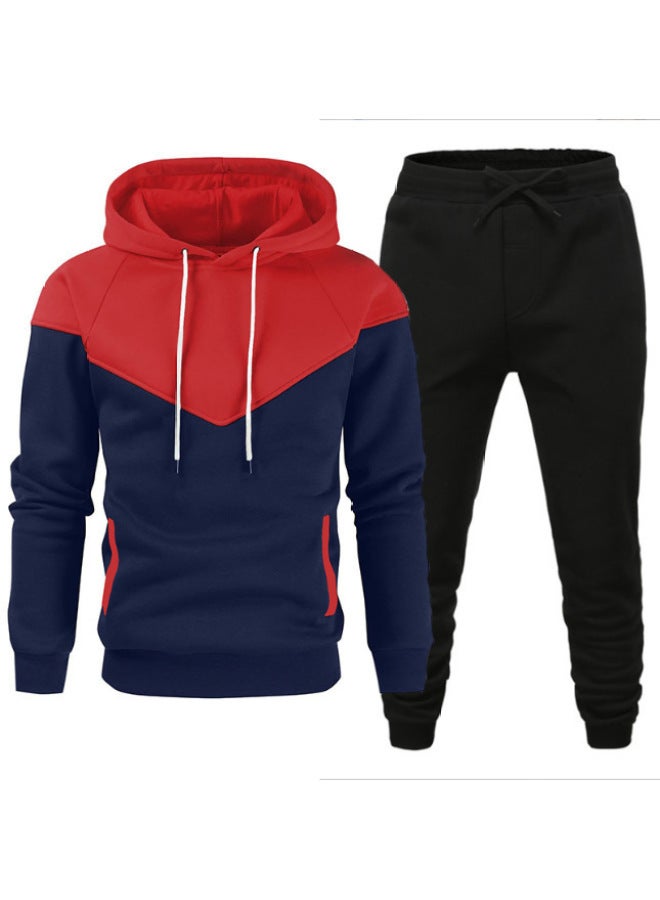 نيو هودي جديد للرجال مجموعة شبابية عصرية رياضية عادية بألوان متباينة مع قلنسوة - Image 5