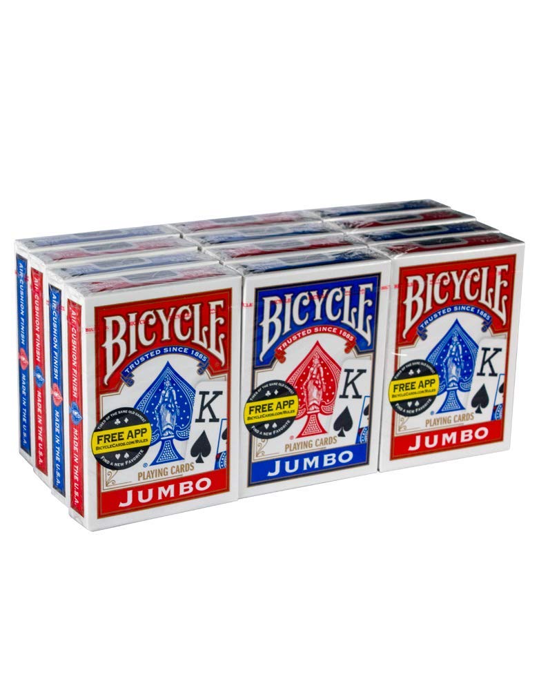 Bicycle Poker Standard Size Jumbo Face Index Playing Cards BlueRed 12 Piece - Image 2