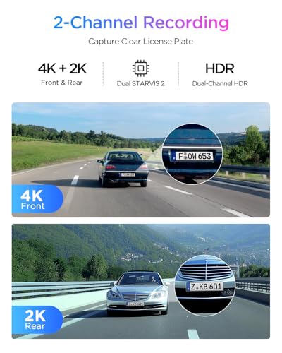 VIOFO A329S 4K 60FPS Dash Cam Front and Rear 4K2K Dual Dash Camera for Cars Power Saving Parking Mode WiFi 6 App Control Dual STARVIS 2 Sensors Supports up to 4TB SSD - Image 3