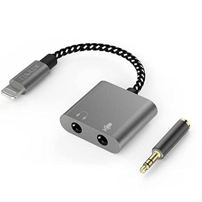 Cubilux Lightning To 3.5Mm Trs Microphone Adapter With Headphone Jack Compatible With Iphone 14 Pro Max 14 Plus/13/12/11/Se 2/Xr/Xs Max/8/7, 1/8 Audio & Mic Splitter For Old Ipad (Lightning Version) - Image 1