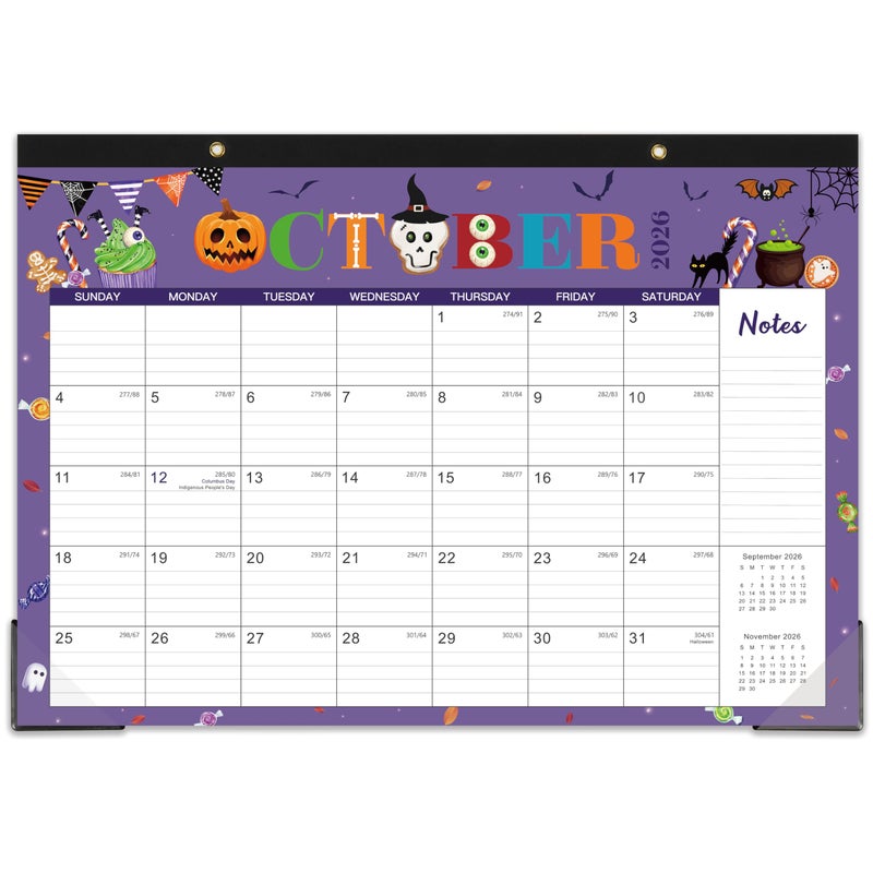 Coboll 2026 Desk Calendar - 2026 Calendar from January 2026 to December 2026, 12" x 17", 12 Monthly Desk Calendar with Protector Corner- Holiday Design - Image 1