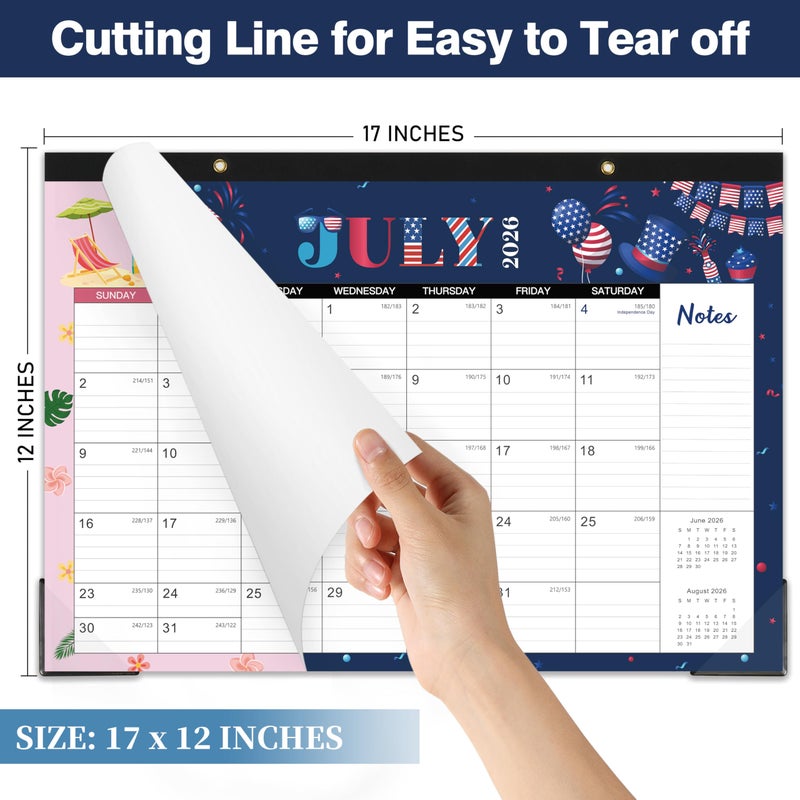 Coboll 2026 Desk Calendar - 2026 Calendar from January 2026 to December 2026, 12" x 17", 12 Monthly Desk Calendar with Protector Corner- Holiday Design - Image 2