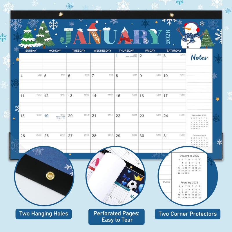 Coboll 2026 Desk Calendar - 2026 Calendar from January 2026 to December 2026, 12" x 17", 12 Monthly Desk Calendar with Protector Corner- Holiday Design - Image 5