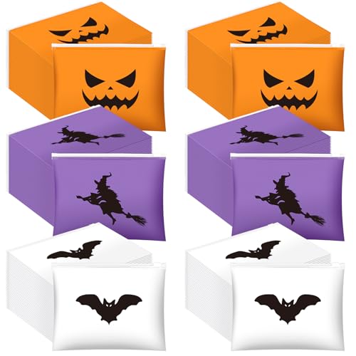 Mimorou 150 Pcs Halloween Treat Bags Bulk EVA Witch Bat Pumpkin Goodie Bag Travel Purse Pouch Toiletry Organizer with Zipper for Women Snacks Candy Gift Bags for Halloween Party Favors 3 Styles - Image 1