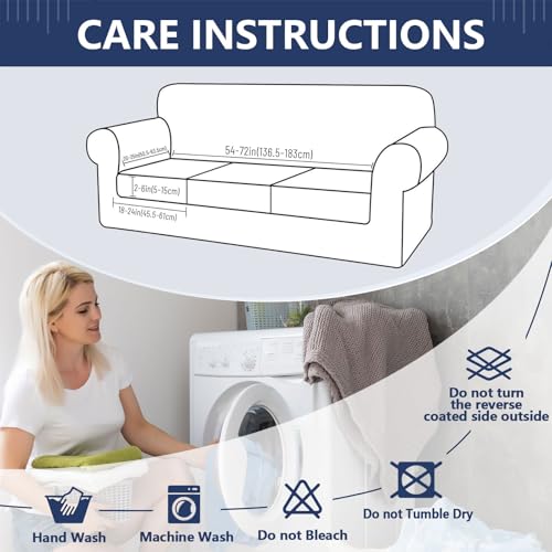 hyha Waterproof Couch Cushion Covers, Stretch Magic Sofa Covers Washable, Thick Jacquard Fabric, Waterproof Sofa Couch Covers for 3 Cushion Couch Sofa for Pets (3 Packs, Grey) - Image 3
