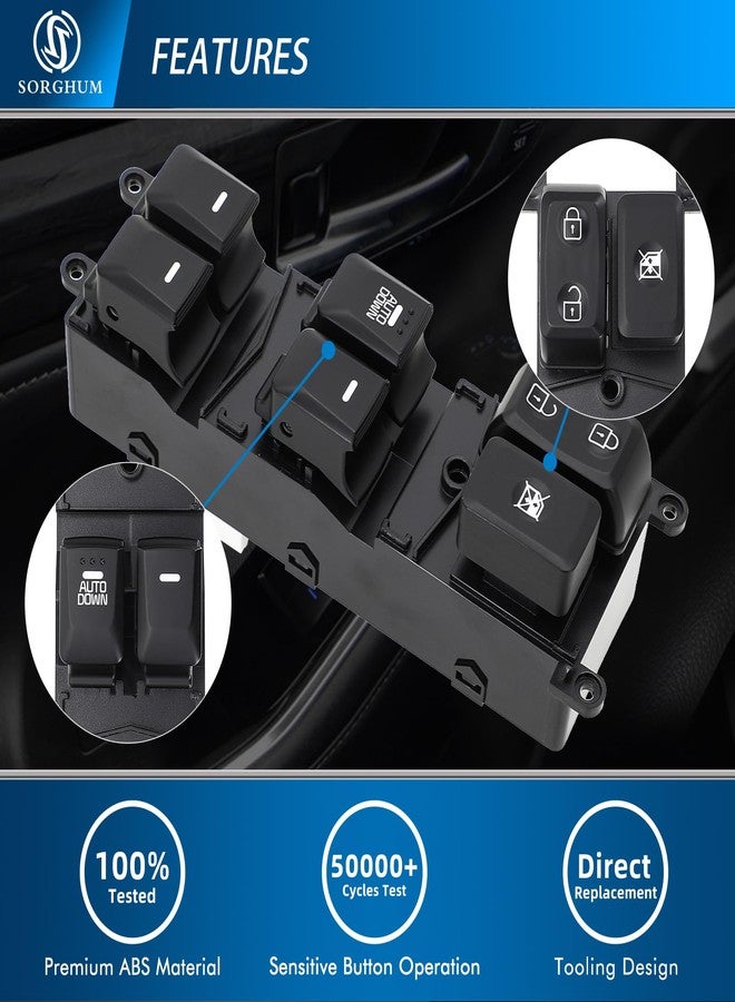 Sorghum Power Window Switch Driver Side - Master Window Switch Compatible with 2014-2018 Kia Forte 18 Pins Replace# 93570-B5000 93570B5000 93570-A7000 93571-A7000 - Image 3