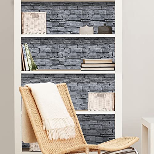 practicalWs Brick Wallpaper Peel and Stick Wallpaper 17.71" x 1003.9", Grey Faux Stone Rock Wallpaper, Removable Self Adhesive Contact Paper, Backsplash Decorative Wall Paper, Easy to Install - Image 5