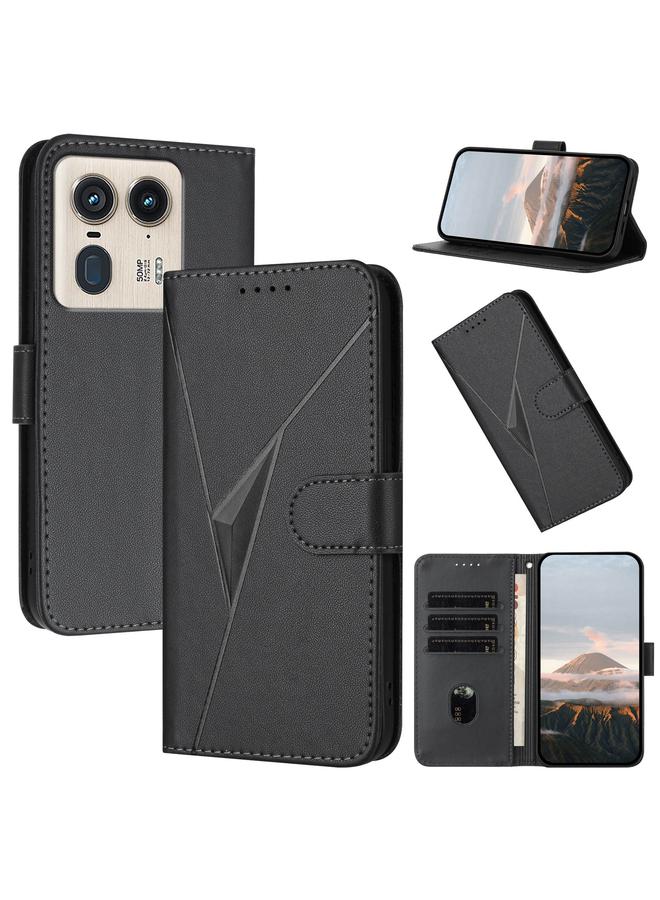 S-TOP Case For Motorola Edge 50 Ultra Triangle Pattern Buckle Clasp Leather Phone Case - Image 1
