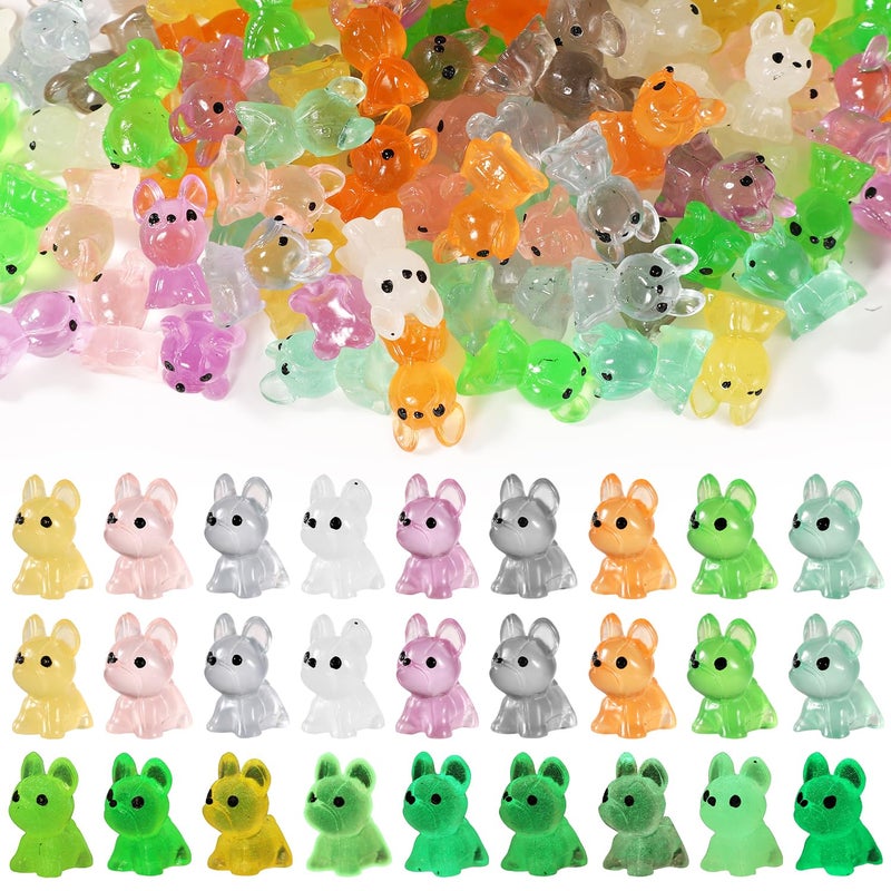 XIHIRCD 90pcs Luminous Mini Resin Dogs Figurines, Cute Miniature Dog Figures to Hide Tiny Small Resin Dog Figures Glow in The Dark Mini Dogs Resin Animals for Crafts Cake Decor Landscape - Image 1