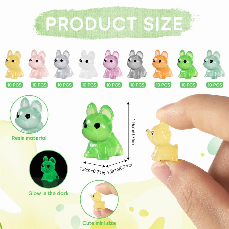 XIHIRCD 90pcs Luminous Mini Resin Dogs Figurines, Cute Miniature Dog Figures to Hide Tiny Small Resin Dog Figures Glow in The Dark Mini Dogs Resin Animals for Crafts Cake Decor Landscape - Image 2