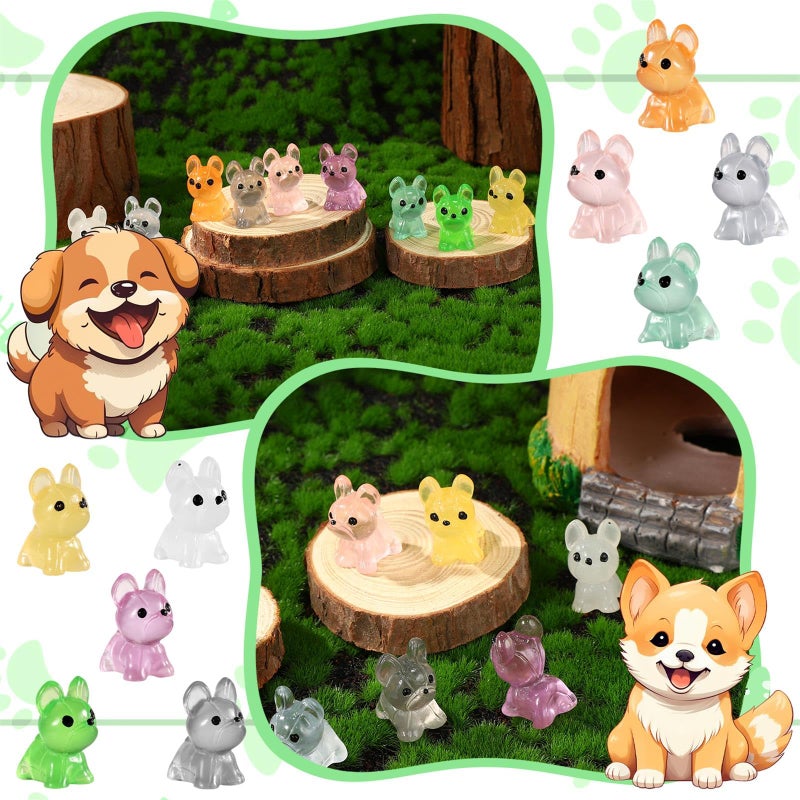XIHIRCD 90pcs Luminous Mini Resin Dogs Figurines, Cute Miniature Dog Figures to Hide Tiny Small Resin Dog Figures Glow in The Dark Mini Dogs Resin Animals for Crafts Cake Decor Landscape - Image 4