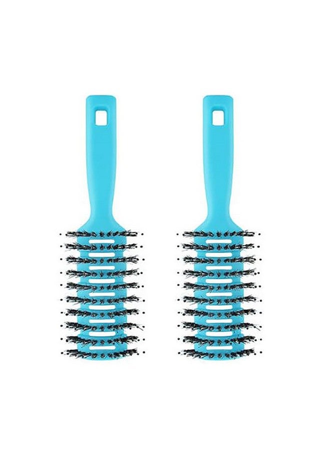 Homestic Hair Brush | Flexible Bristles Brush | Hair Brush With Paddle | Quick Drying Hair Brush | Suitable For All Hair Types | Round Vented Hair Brush | 2 Piece | C13-X-Ble | Blue - Image 1