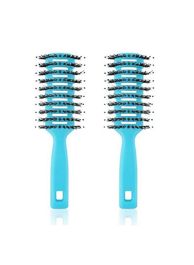 Homestic Hair Brush | Flexible Bristles Brush | Hair Brush With Paddle | Quick Drying Hair Brush | Suitable For All Hair Types | Round Vented Hair Brush | 2 Piece | C13-X-Ble | Blue - Image 4