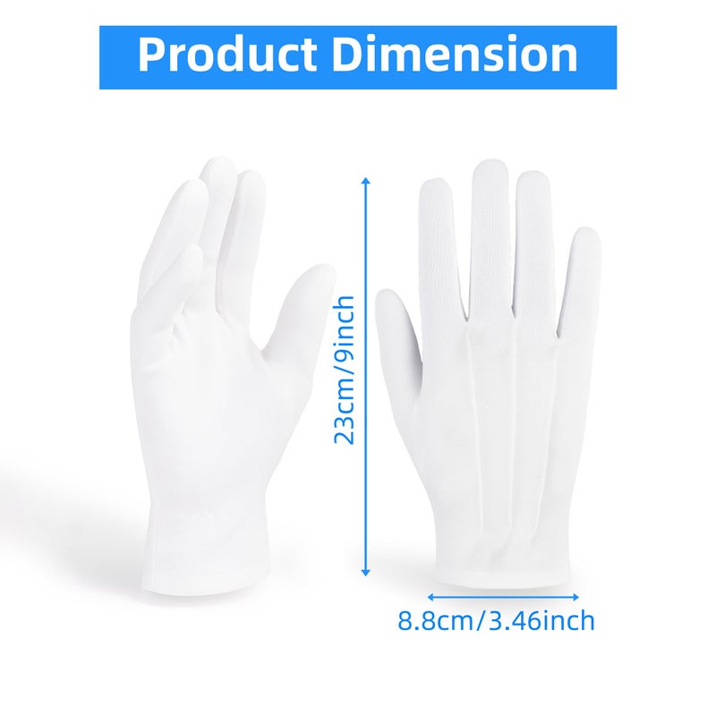 MoHern White Gloves Men  10 Pairs White Gloves Costume With High Elasticity  Wrinkle-Resistance  Tridimensional Stripe For Uniform - Image 2